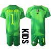 Brasil Alisson Becker #1 Keeper Bortedraktsett Barn VM 2022 Kortermet (+ korte bukser)